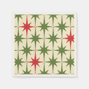 Serviette En Papier Mi-siècle Moderne Rétro Starbursts de Noël