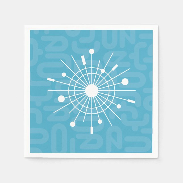 Serviette En Papier Mi-siècle moderne Spoutnik atomique Snowflake MOD (Devant)