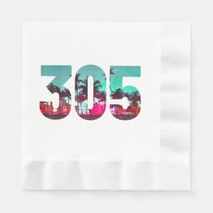 Serviette En Papier Miami 305 Zone Code Floride Palm Trees Vintage Pri