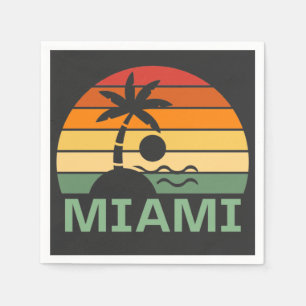 Serviette En Papier Miami Floride Vintage Palm Trees Summer Beach