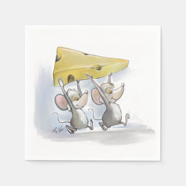 Serviette En Papier Mic et Mac qui apportent le fromage (Devant)