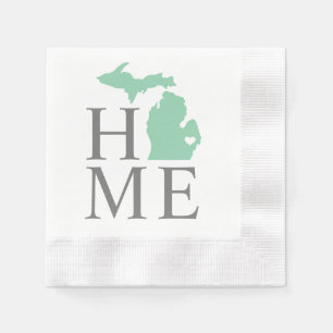 Serviette En Papier Michigan Accueil Mint Green Custom City Heart
