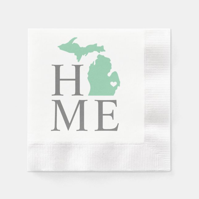 Serviette En Papier Michigan Accueil Mint Green Custom City Heart (Devant)