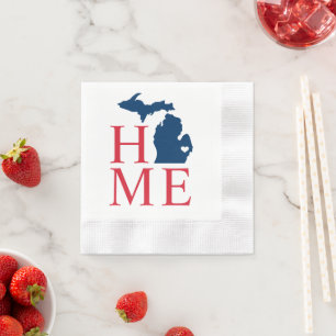 Serviette En Papier Michigan Accueil Rouge Bleu Bleu Personnalisé City