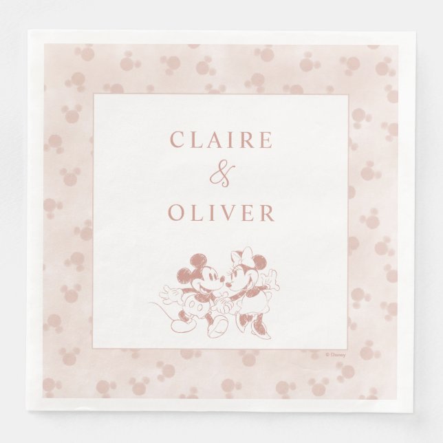 Serviette En Papier Mickey de Disney et Minnie Mariage rose (Devant)