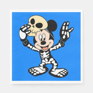 Serviette En Papier Mickey en costume de squelette d'Halloween