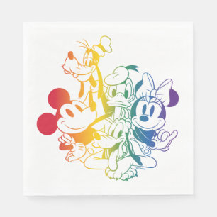 Serviette En Papier Mickey et amis heureux Rainbow