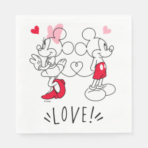 Serviette En Papier Mickey et Minnie   Saint Valentin Amour