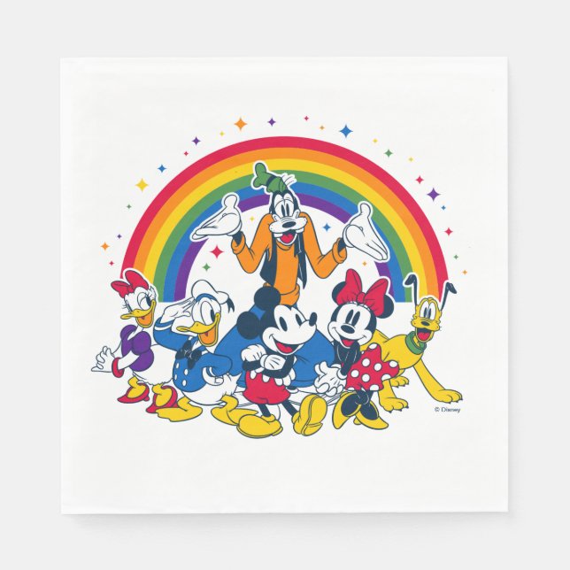 Serviette En Papier Mickey et ses amis sous l'arc-en-ciel (Devant)