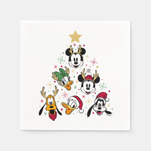 Serviette En Papier Mickey & Friends Caractère Arbre de Noël (Devant)