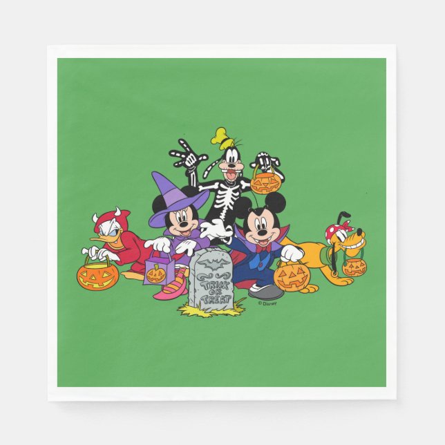 Serviette En Papier Mickey Halloween amusant avec les amis (Devant)