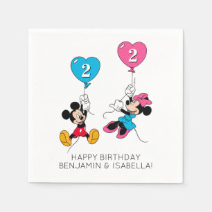 Serviette En Papier Mickey & Minnie   Ballons d'anniversaire jumeaux