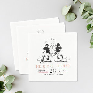 Serviette En Papier Mickey & Minnie   Mariage Confetti rose