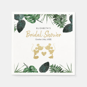 Serviette En Papier Mickey & Minnie Tropical Faux Gold Mariage