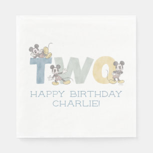Serviette En Papier Mickey Mouse aquarelle deuxième anniversaire