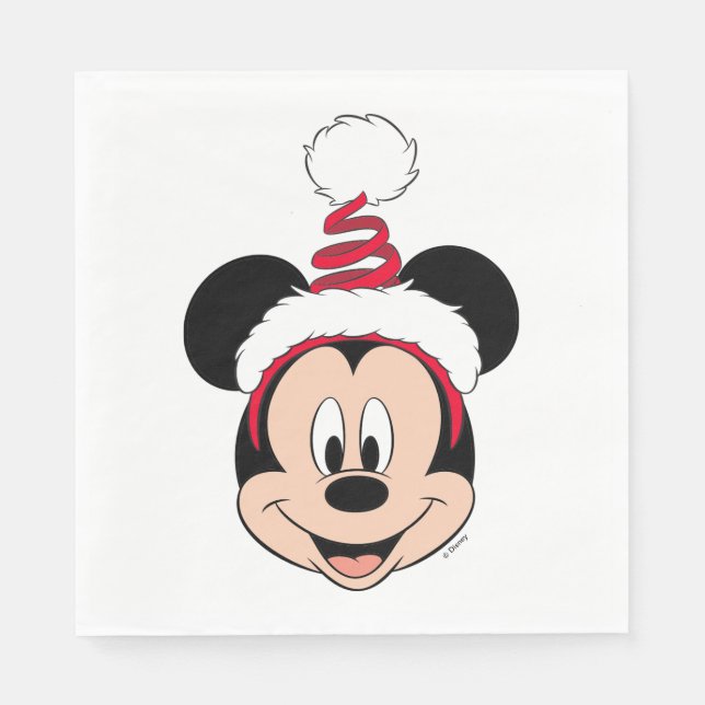 Serviette En Papier Mickey Mouse | Casquette de Noël mignon (Devant)