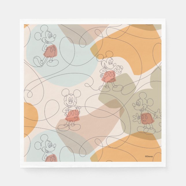 Serviette En Papier Mickey Mouse Continuous Line Pattern (Devant)