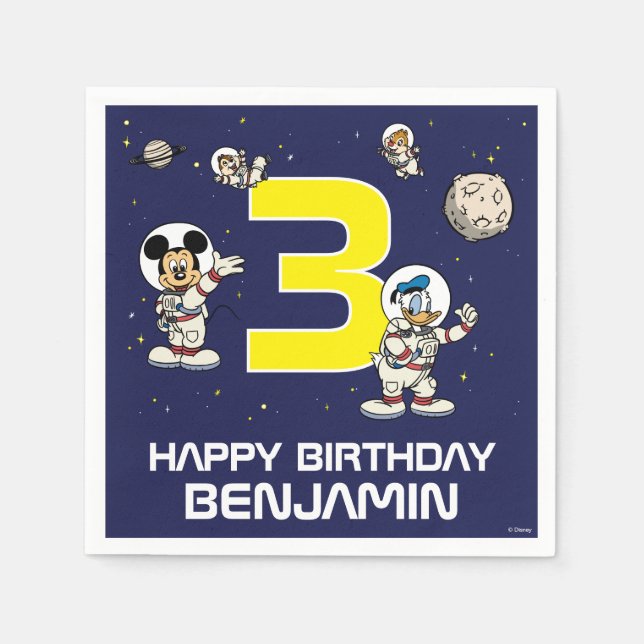 Serviette En Papier Mickey Mouse Espace extra-atmosphérique Anniversai (Devant)