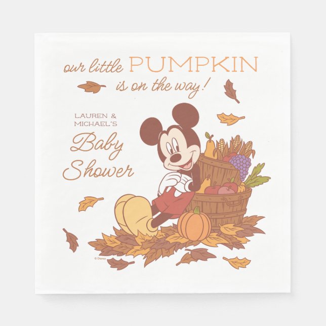 Serviette En Papier Mickey Mouse Fall Harvest Pumpkin Baby Shower (Devant)
