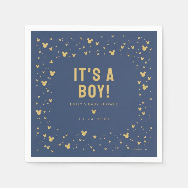 Serviette En Papier Mickey Mouse Gold Confetti Baby shower (Devant)