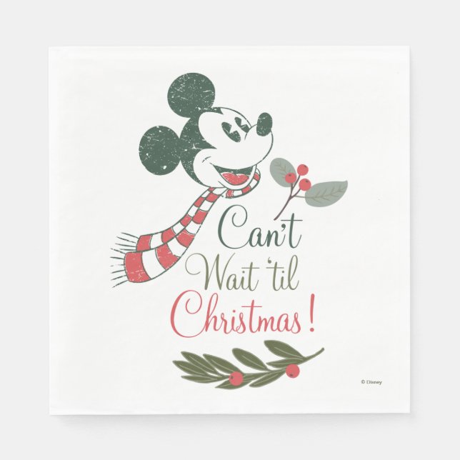 Serviette En Papier Mickey Mouse | Je ne peux pas attendre avant Noël! (Devant)
