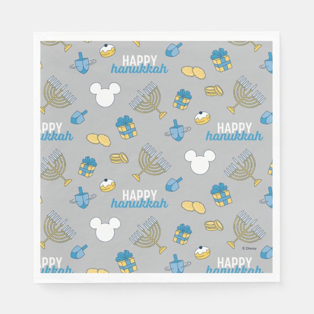 Serviette En Papier Mickey Mouse | Joyeux Motif Hanoukka (Devant)