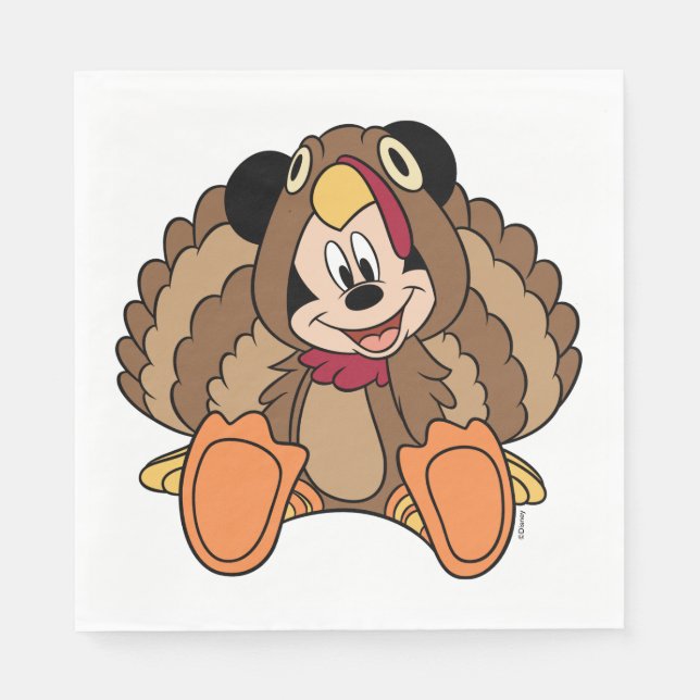 Serviette En Papier Mickey Mouse Thankesgiving Turquie (Devant)