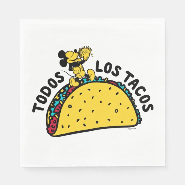 Serviette En Papier Mickey Mouse Todos Los Tacos Sign (Devant)