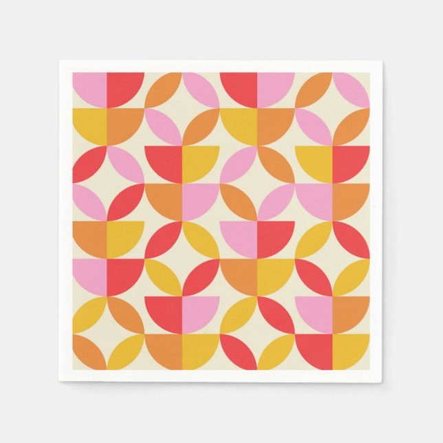 Serviette En Papier Mid Century Colorful Geometric shapes  (Devant)