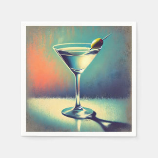 Serviette En Papier Mid Century I Love The Blues Martini Art