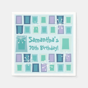 Serviette En Papier Mid Century Moderne 70e Anniversaire Aquamarine