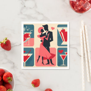 Serviette En Papier Mid Century moderne Valentine Dancing Couple
