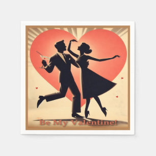 Serviette En Papier Mid Century moderne Valentine Dancing Couple