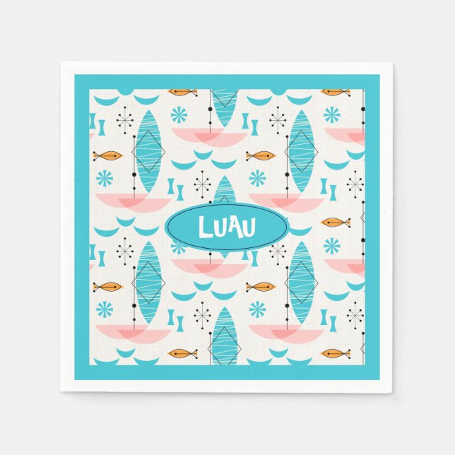 Serviette En Papier Mid Century Pink Catamaran (Devant)