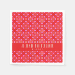 Serviette En Papier Mid Century Rouge rose rouge Géométrique Mariage p