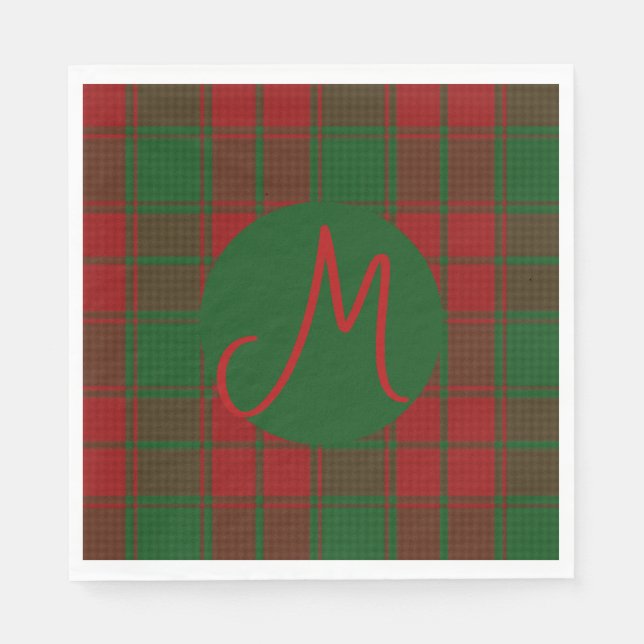 Serviette En Papier Middleton Tartan Monogrammé (Devant)