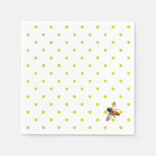 Serviette En Papier Miel Bee   motif à pois vert rétro