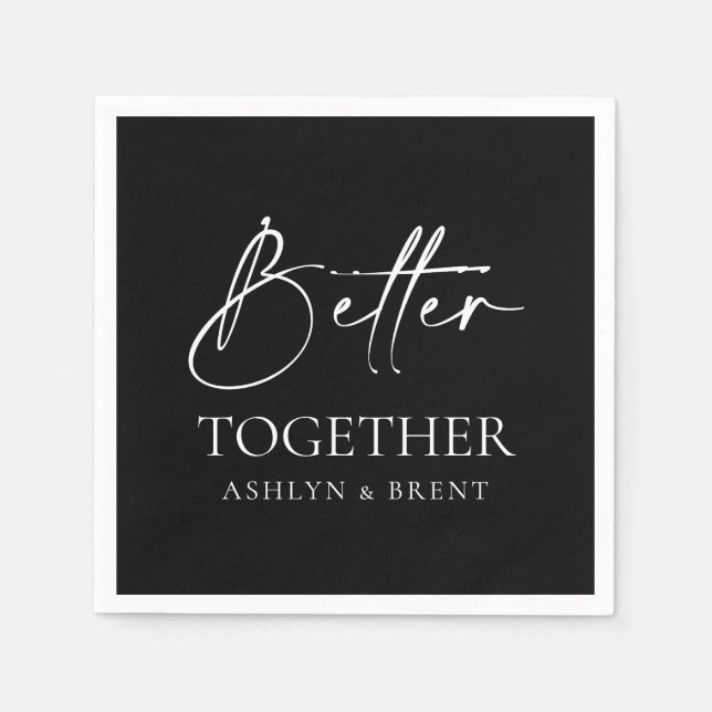 Serviette En Papier Mieux Ensemble Black Mariage Cocktail Napkins (Devant)