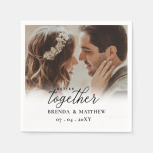 Serviette En Papier Mieux Ensemble Script Photo Enregistrer La Date
