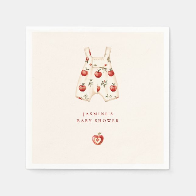 Serviette En Papier mignon Aquarelle Apple Romper Baby shower (Devant)