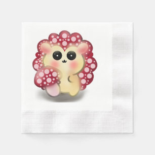 Serviette En Papier Mignon Art de Hérisson Champignon Rouge Kawaii