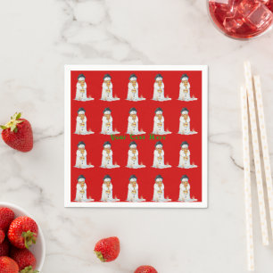 Serviette En Papier Mignon bonhomme de neige habillé pour Noël