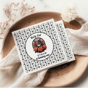 Serviette En Papier mignon Chat I’m One ! Cute Cat Girl 1er anniversai