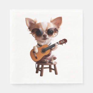 Serviette En Papier mignon chihuahua jouant de la guitare classique de