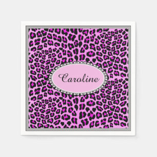 Serviette En Papier Mignon léopard rose personnalisé guépard
