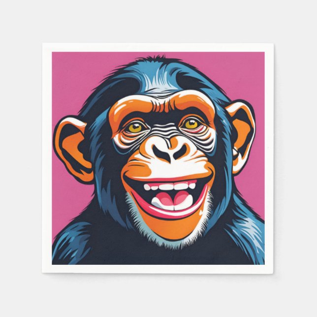 Serviette En Papier Mignonne Chimpanzée rit (Devant)