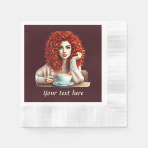 Serviette En Papier Mignonne d'ajouter votre texte femme de café
