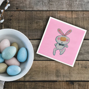 Serviette En Papier Mignonne lapin blanc pouces vers le haut Orange Ne