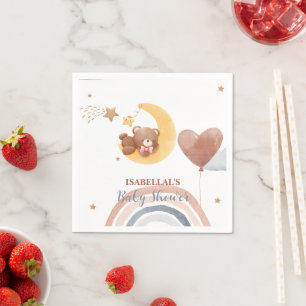 Serviette En Papier Mignonne lune Ours enfants afro-américains baby sh