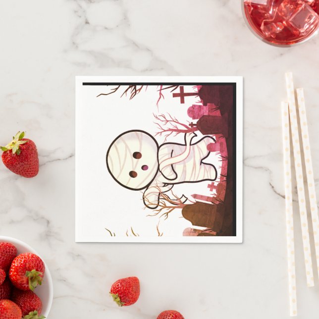 Serviette En Papier Mignonne maman Halloween dans le cimetière Éffraya (En situation)